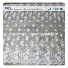 중국 인쇄되는 상아빛 나일론 꽃 Chantilly Embroideried 레이스 직물 관례 협력 업체