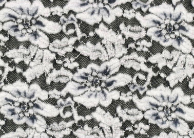 Stretchable 백색 꽃 솔질된 레이스, 레이온 나일론 스판덱스 직물 CY-LQ0003 협력 업체