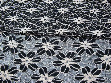 까매던/백색 숙녀를 위한 Garment Sunflower Pattern CY-DK0008 탄력 있는 레이스 직물을 뜨개질을 했습니다 협력 업체