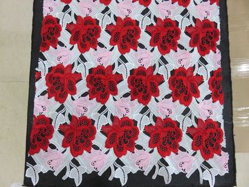 크로셰 뜨개질 레이스 직물/Dressmaking 직물이 무거운 3 색깔에 의하여 수를 놓았습니다 협력 업체