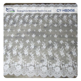 인쇄되는 상아빛 나일론 꽃 Chantilly Embroideried 레이스 직물 관례 협력 업체