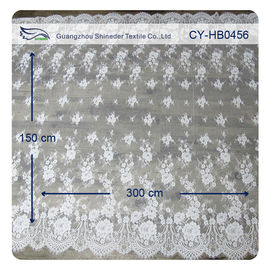 인쇄되는 상아빛 나일론 꽃 Chantilly Embroideried 레이스 직물 관례 협력 업체