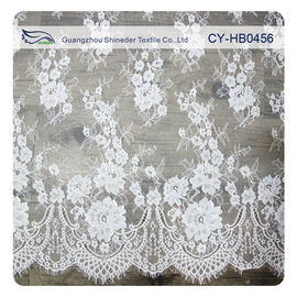 인쇄되는 상아빛 나일론 꽃 Chantilly Embroideried 레이스 직물 관례 협력 업체